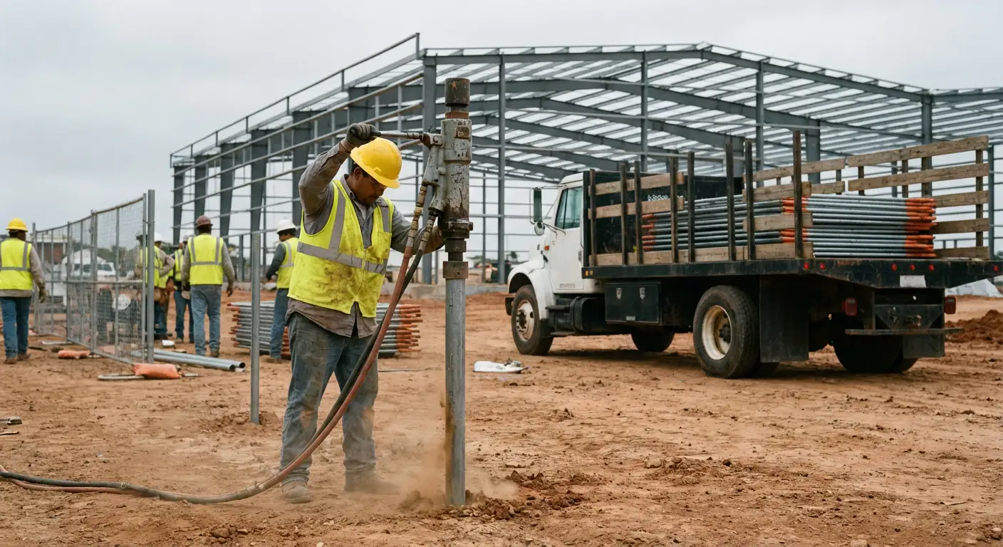 Industrial fencing installation site in Yorba Linda, CA