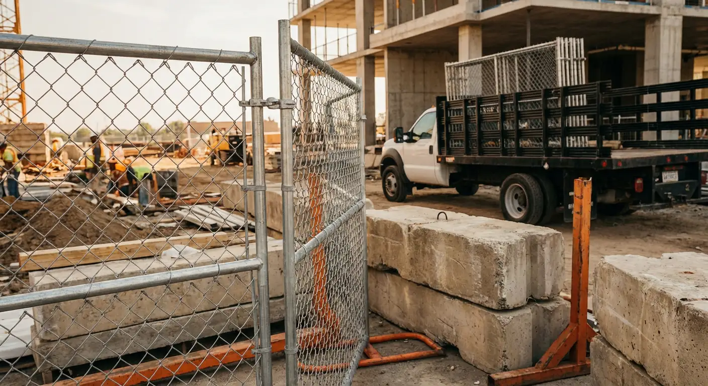 Commercial temporary fencing installation site in Yorba Linda, CA