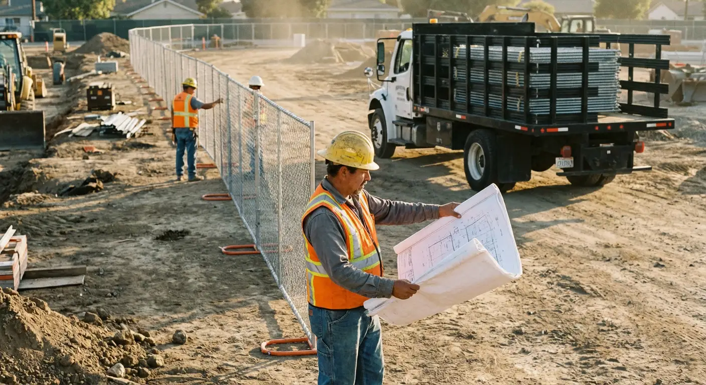 Post-driven fencing installation site in Yorba Linda, CA