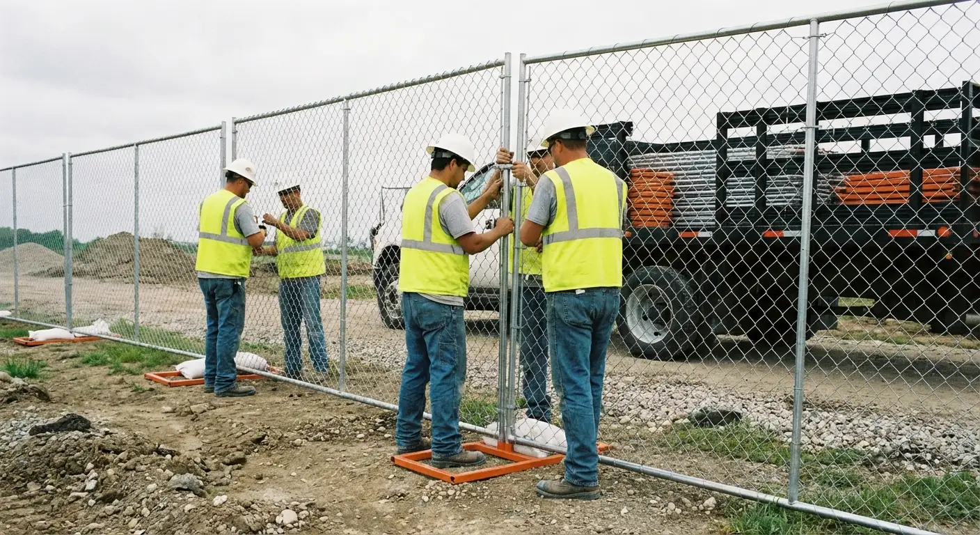 Imperial Highway Fence Rental team installing temporary fencing in Yorba Linda, CA