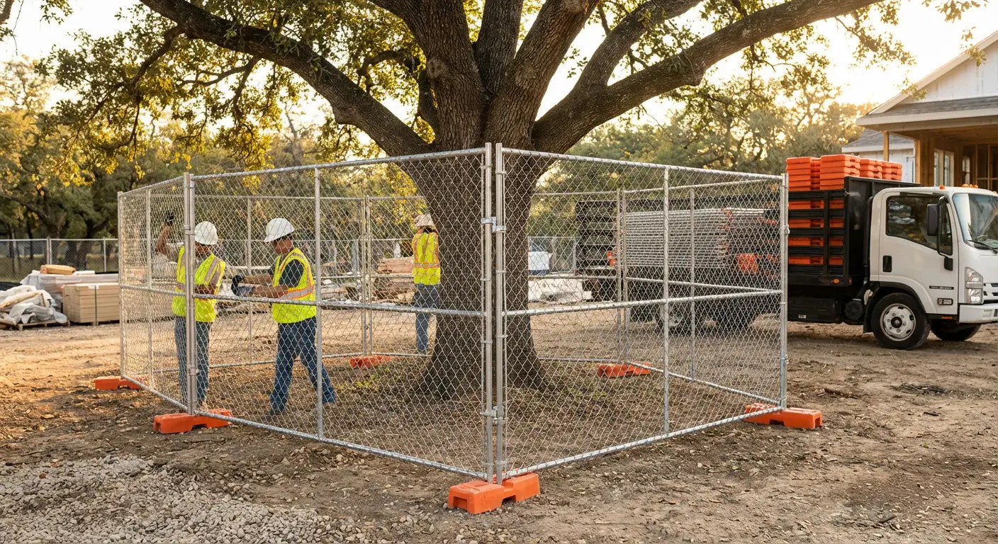 Tree protection zone fencing background in Yorba Linda, CA