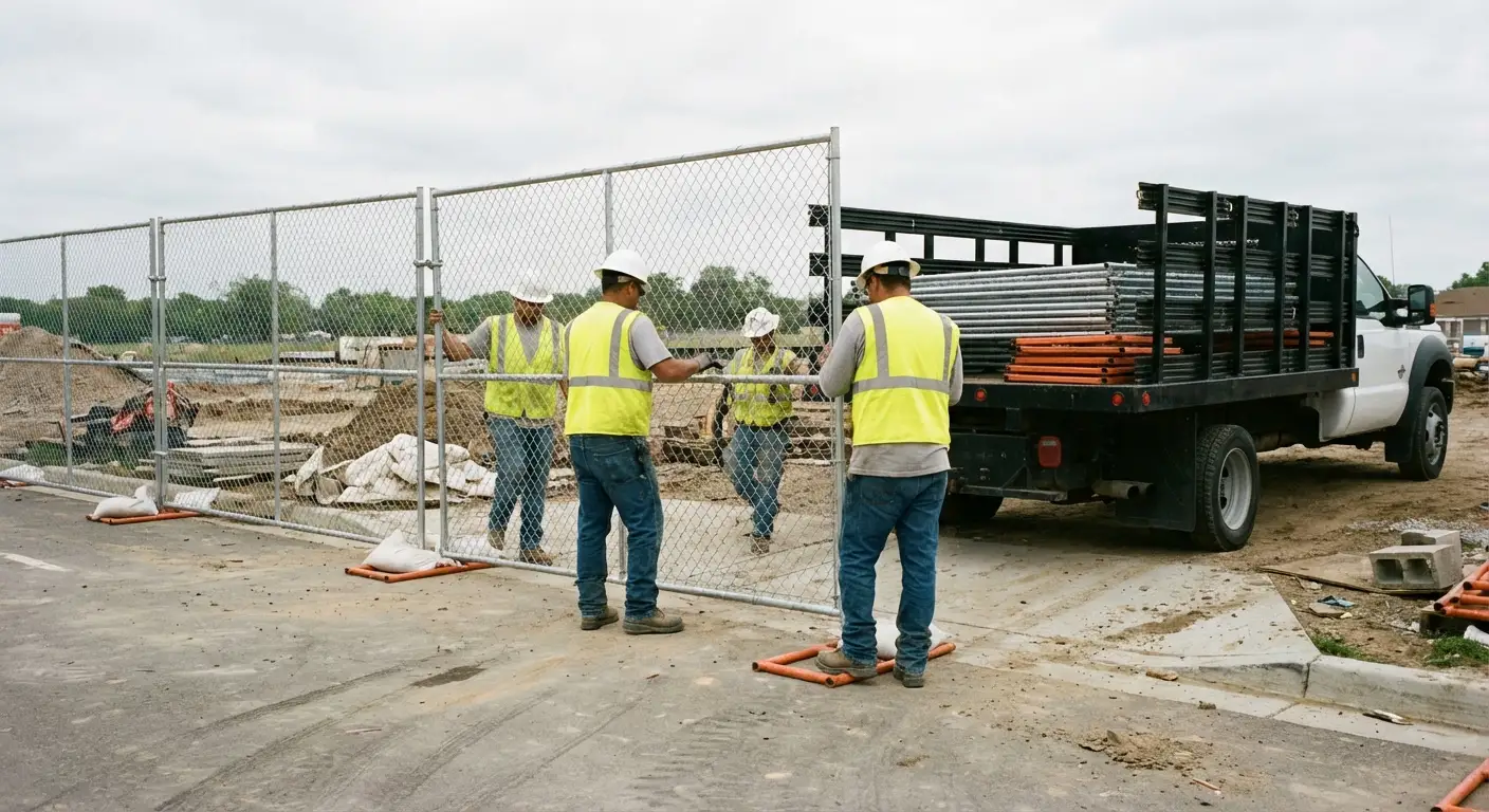 Imperial Highway Fence Rental team securing a construction site perimeter in Yorba Linda, CA