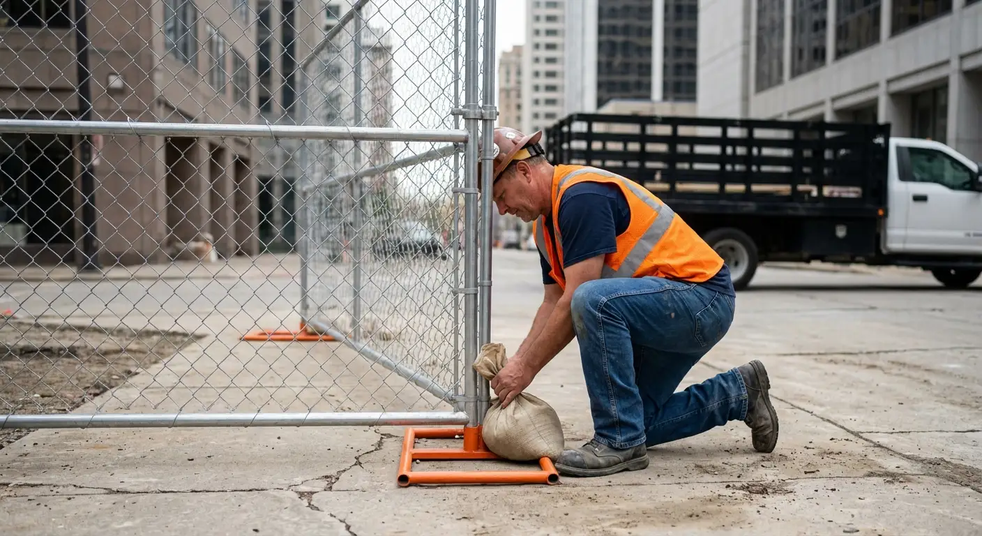 Temporary fence installation in Downtown Yorba Linda area