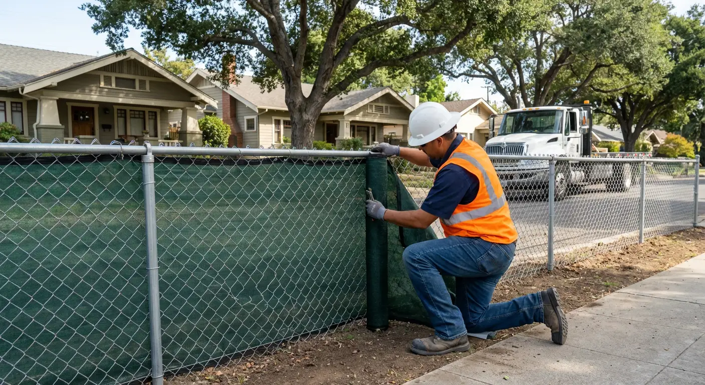 Temporary fence installation in Yorba Linda