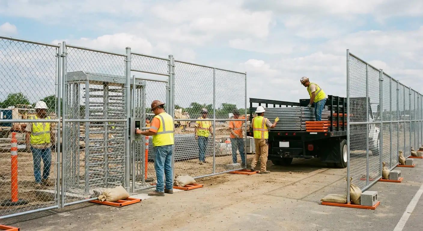 Secure construction site with temporary fencing in Yorba Linda, CA