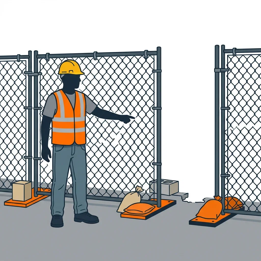 Diagram illustrating common construction site perimeter vulnerabilities in Yorba Linda, CA